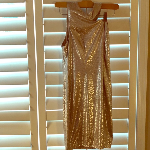 Gold One Shoulder Accent Dress - Picture 1 of 4